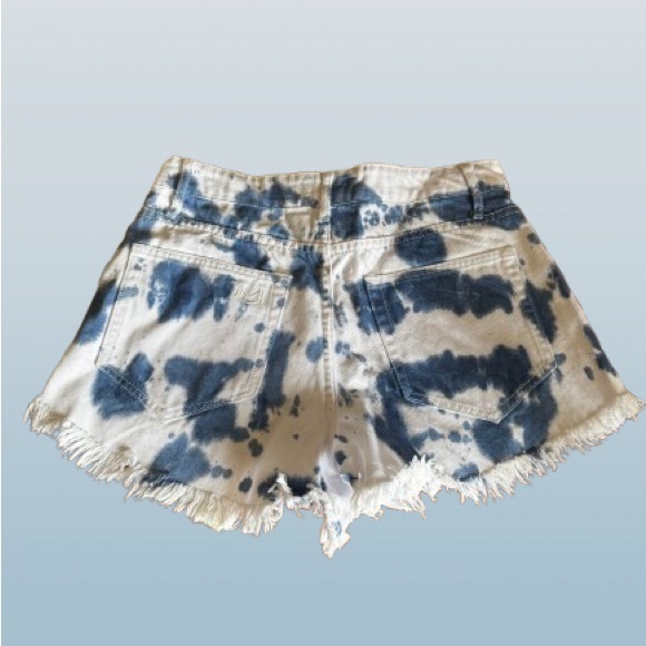 Mumu Blue Tie-Dye Women's Shorts 27 - Picture 3 of 6